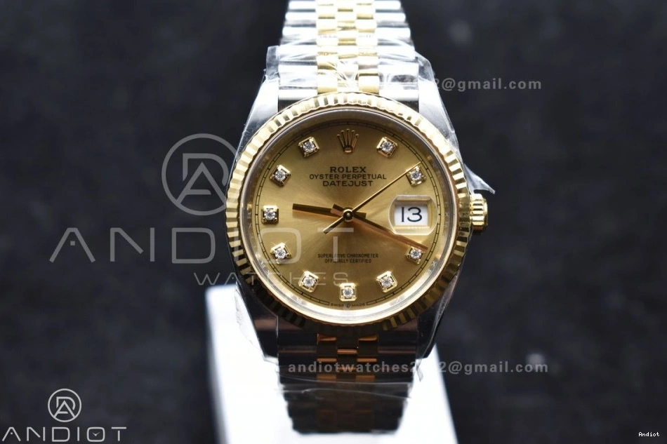 YG SS Dial VR3235 Jubilee 904L Best YG DateJust 36 1:1 126233 Edition Bracelet Diamonds Steel Clean on 1106